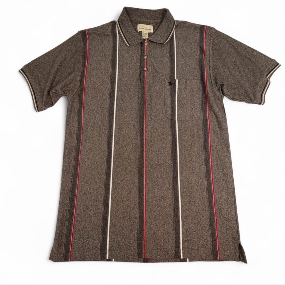 Falls Creek Grey Polo with White & Red Stripe Detail